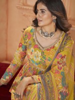 Mustard Silk Digital Print Readymade Kurti