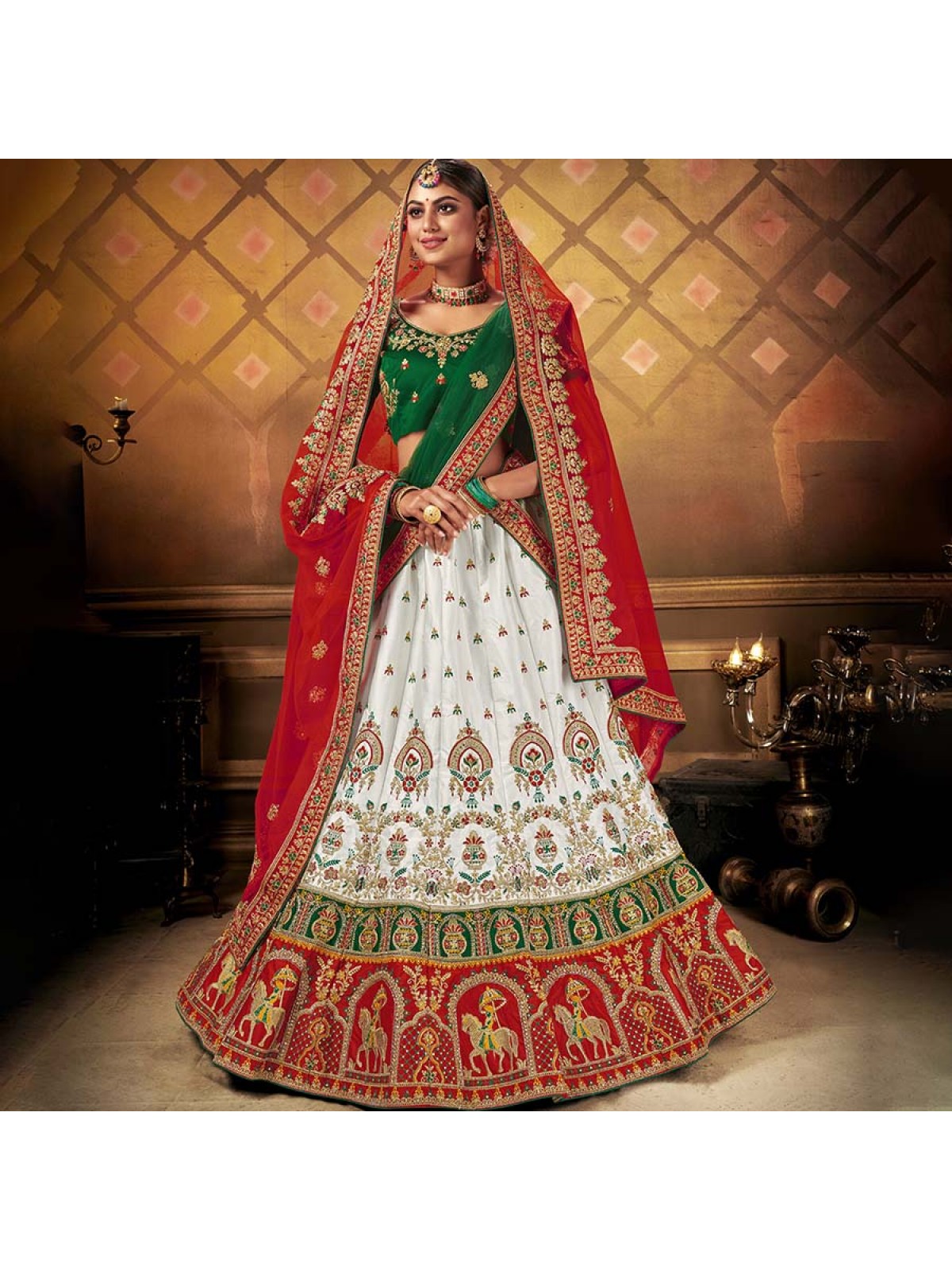 White-Green Color Navratri Designer Trendy Lehenga Choli For Women,  डिज़ाइनर लहंगा चोली - Ahesas Fashion, Surat | ID: 2851969898973