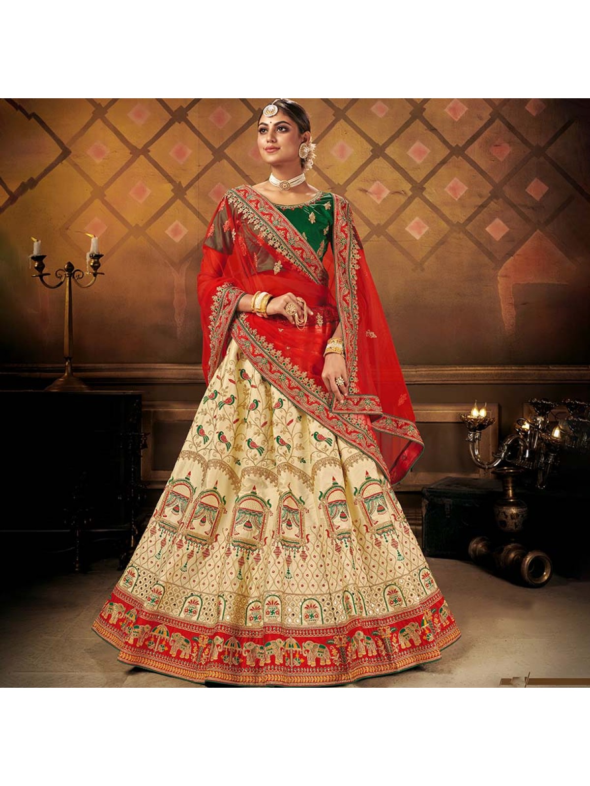 Dazzling Dark Cream Butterfly Net Base Designer Lehenga Choli For Wedding  Wear – Kaleendi