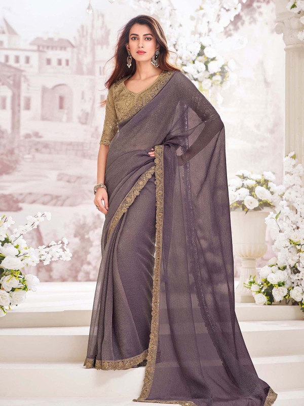 Slate Georgette Shimmer Crush Saree