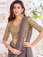 Slate Georgette Shimmer Crush Saree