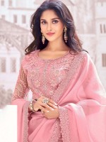 Pink Chiffon Crush Saree