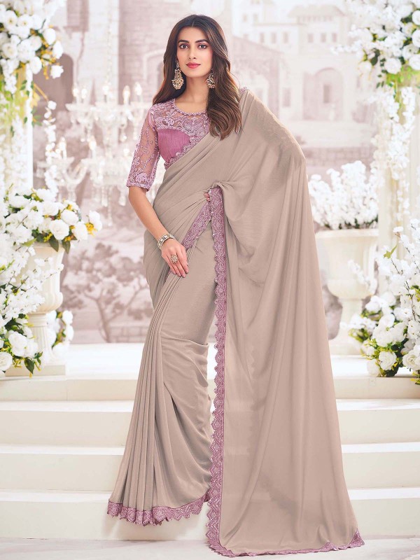 Grey Pure Chiffon Saree