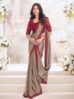 Spanish Brown Pure Satin Saree