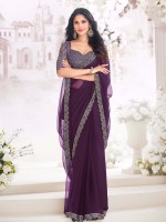 Purple Pure Chiffon Saree