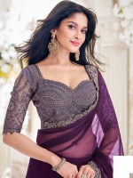 Purple Pure Chiffon Saree