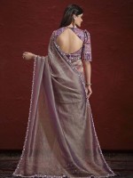 Light Mauve Pure Banarasi Saree With Stitched Blouse