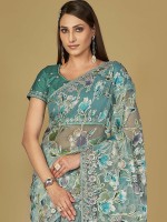 Aqua Soft Organza Brasso Saree