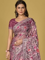 Light Plum Soft Organza Brasso Saree