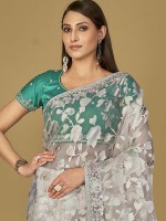 Off White Soft Organza Brasso Saree