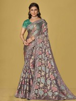 Dusty Purple Soft Organza Brasso Saree