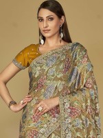 Dusty Mustard Soft Organza Brasso Saree