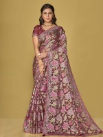 Light Wine Soft Organza Brasso Saree