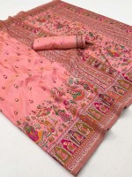 Peachy Pink Soft Pure Silk Pashmina Saree