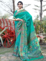 Aqua Blue Soft Pure Silk Pashmina Saree