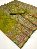 Lime Green Soft Pure Silk Pashmina Saree