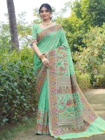 Light Green Soft Pure Silk Pashmina Saree