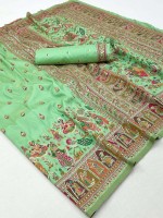 Light Green Soft Pure Silk Pashmina Saree