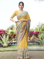 Mustard Yellow Soft Pure Silk Pashmina Saree