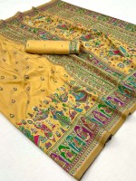 Mustard Yellow Soft Pure Silk Pashmina Saree