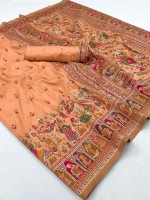 Dark Peach Soft Pure Silk Pashmina Saree