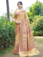 Camel Beige Soft Pure Silk Pashmina Saree