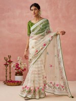 Off White Soft Brasso Organza Saree