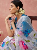 Off White Soft Brasso Organza Saree