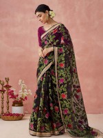 Black Soft Brasso Organza Saree