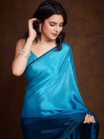 Shaded Blue Chinon Festive Saree