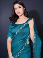 Peacock Blue Khadi Simmer Festive Saree