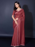 Wine Khadi Simmer Festive Saree