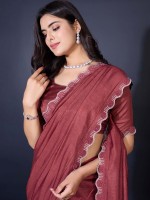 Wine Khadi Simmer Festive Saree