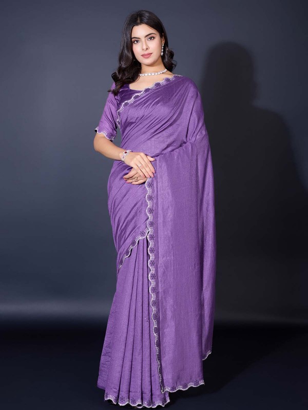 Violet Khadi Simmer Festive Saree