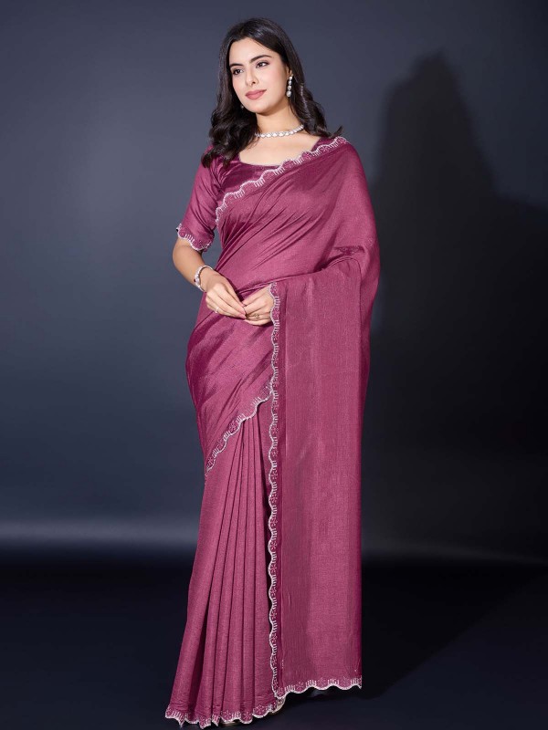 Plum Khadi Simmer Festive Saree