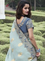 Light Blue Pure Tissue Silk Festive Wear Saree