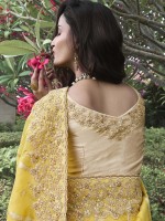 Yellow Pure Tissue Silk Festive Wear Saree