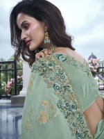 Sky Green Pure Tissue Silk Festive Wear Saree