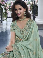 Sky Green Pure Tissue Silk Festive Wear Saree