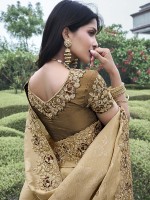 Beige Pure Tissue Silk Festive Wear Saree