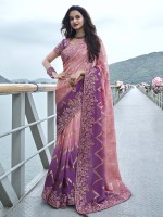 Pastel Pink Pure Tissue Silk Festive Wear Saree