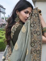 Grey Pure Tissue Silk Festive Wear Saree