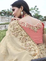 Cream Pure Tissue Silk Festive Wear Saree