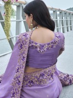 Lavender Pure Tissue Silk Festive Wear Saree