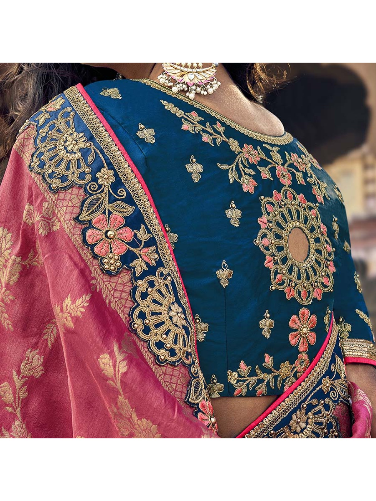 Buy online Blue Banarasi Semi-stitched Lehenga Choli With Dupatta from  ethnic wear for Women by Niza Fashion for ₹1099 at 63% off | 2024 Limeroad .com